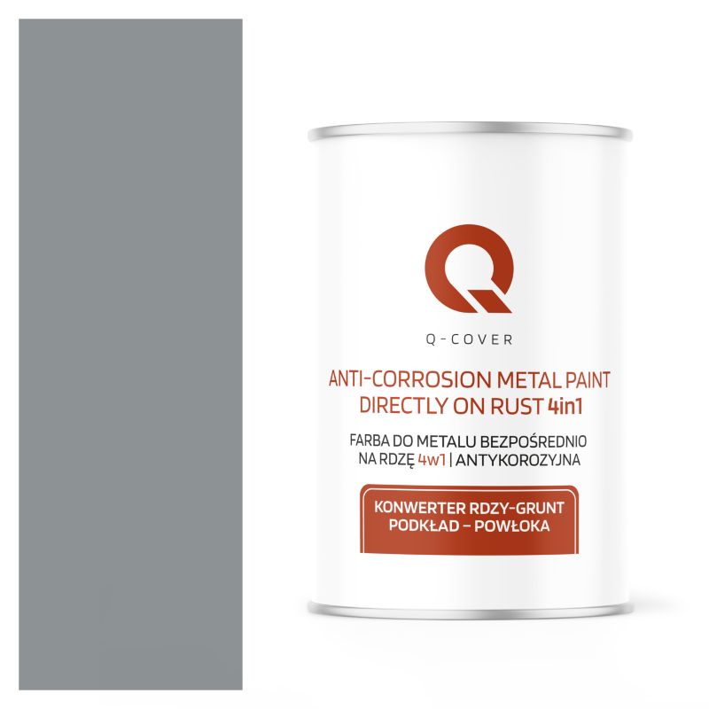 Farba do Metalu Prosto na Rdzę 4w1 Q-Cover Szary RAL7045 Mat 1L