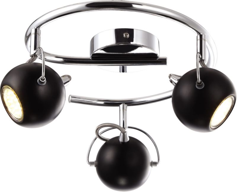 Lampa sufitowa Kaja Salva czarna-chromowana szklane kule 3 x GU10 x 3W wym: 36 x 36 cm - 1 szt.