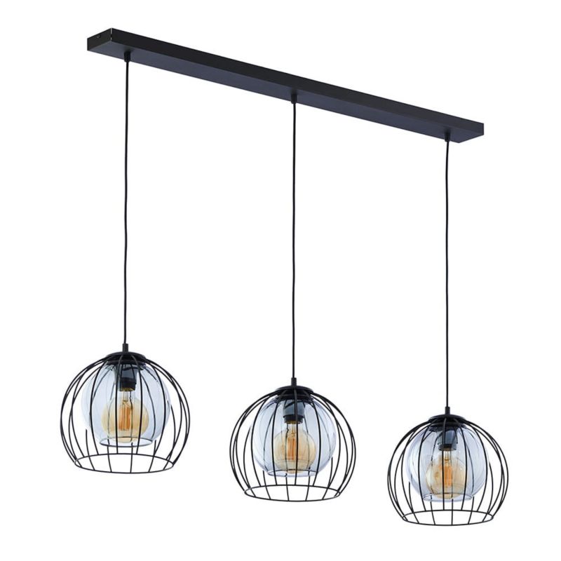 Lampa sufitowa wisząca TK-Lighting Universo czarno-przezroczysty wym: 165 x 26 x 111 cm 3xE27 x 1 szt.