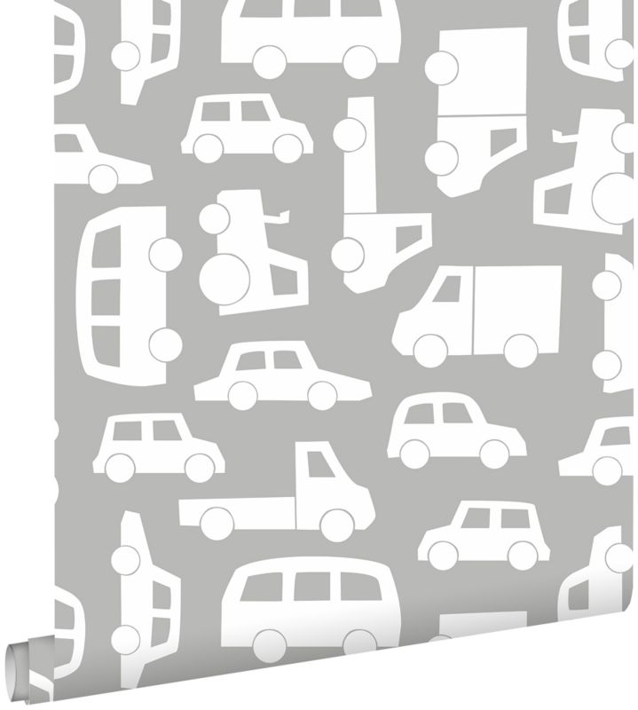 Tapeta ESTAhome samochody ciepłej szarości 53 cm x 10.05 m - 1 rol.