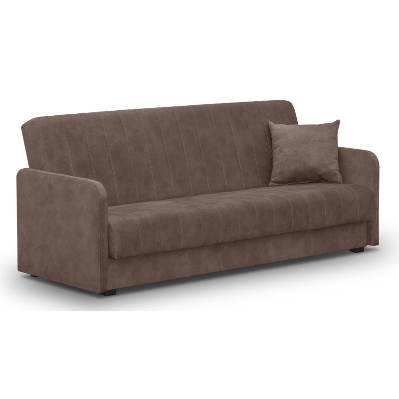 Wersalka Mebel Elite Rozkładana Sofa Z Funkcją Spania Dwuosobowa Welur Brąz PORTO 1 szt.