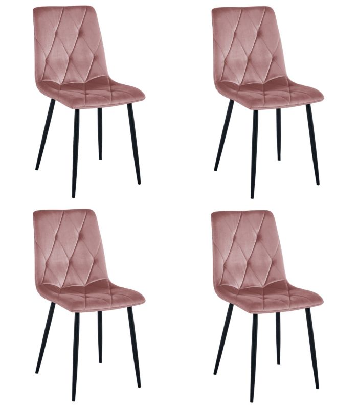 Krzesło EDANTI, róż aksamit, nogi czarne 4 szt.