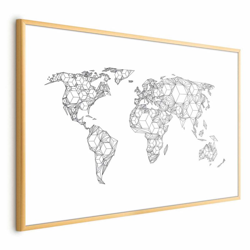 Plakat Artgeist Geometryczna mapa 90x60 cm z ramą złotą 1 szt
