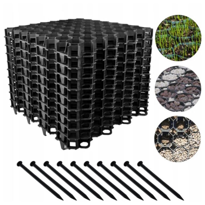 Kratka Trawnikowa CZARNA Texas Parkingowa Podjazd 50x50 cm 16 szt.