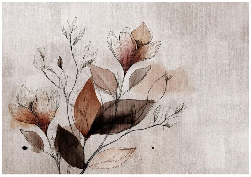 Fototapeta WALLARENA Do Sypialni Salonu Na Flizelinie Liście Abstrakcja Beton Beżowy 416x254 cm 16437VEXXXL 1 szt.