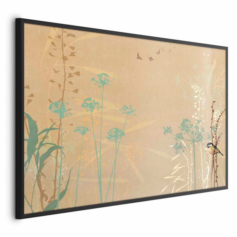 Plakat Artgeist Ptaszek na łące 42x29,7 cm z ramą czarną 1 szt