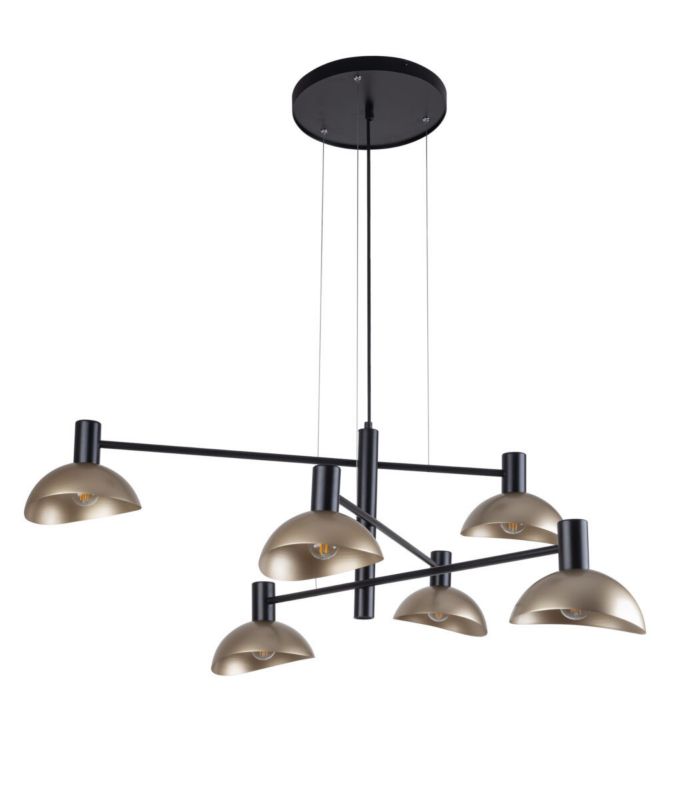 Lampa wisząca Sigma Lighting Artis 3073 czarno-złota dekoracyjna 6xE14 x 1 szt.