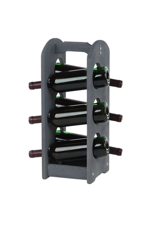 Regał na wino MODO24 drewniany 6 butelek szary 1 szt.