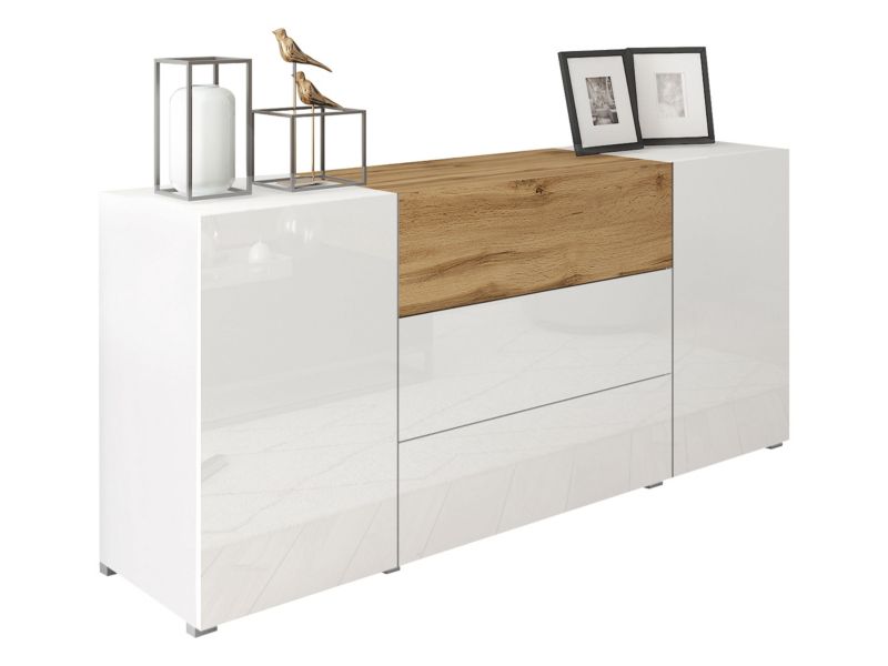 Komoda pokojowa Berlin 150 biały / biały połysk + wotan 1 szt.