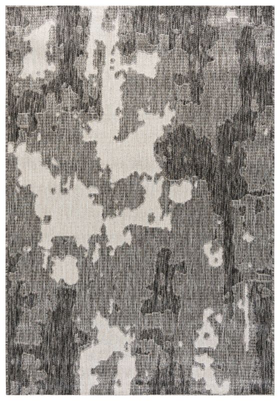Dywan zewnętrzny/wewnętrzny abstrakcyjny Savona Tufa Mazovia 250x350cm wodoodporny na balkon, taras, grafitowy, szary 1 szt.