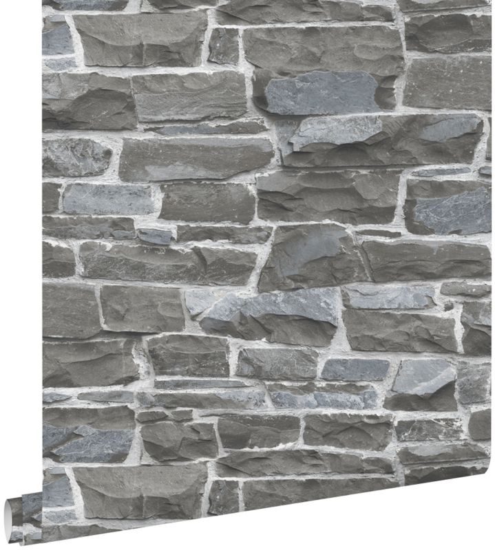 Tapeta ESTAhome ceglana ściana ciemnoszarym 53 cm x 10.05 m - 1 rol.