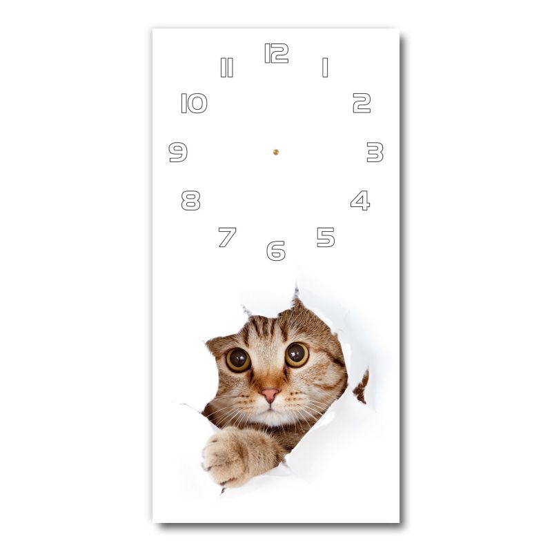 Zegar szklany Tulup Kot 30x60 cm cichy 1 szt.