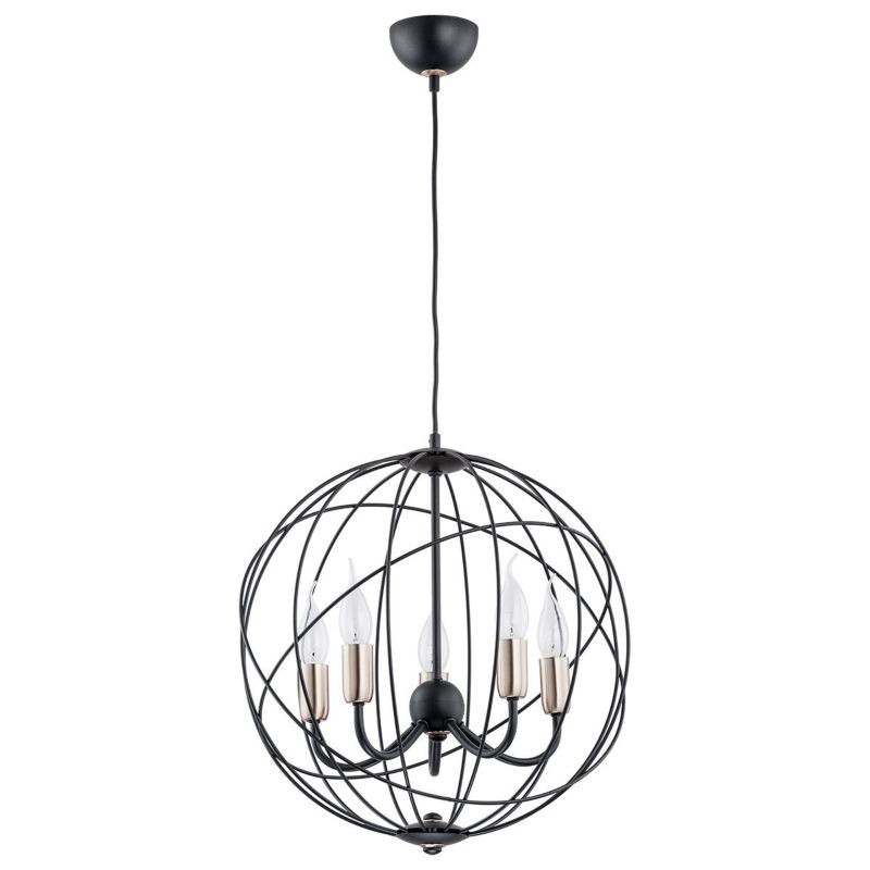 Lampa wisząca Alfa Nosferatu 1888 czarna-mosiądz industrialna 5xE14 x 10W 1 szt.