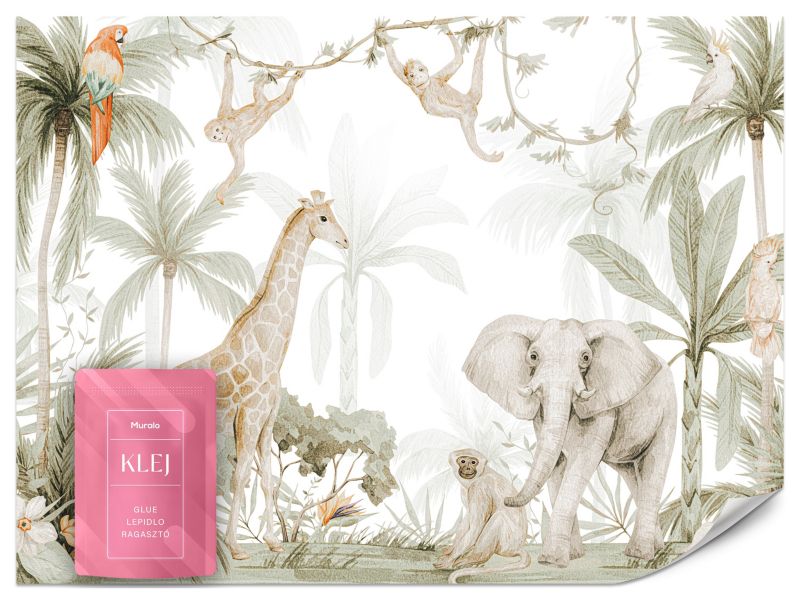 Fototapeta Muralo Zwierzęta W Dżungli Tropikalna Przyroda Do Pokoju Dziecka 350x256 cm 1szt.
