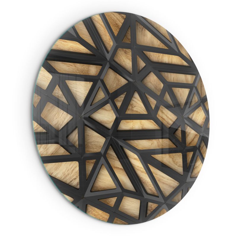 Szklana Podkładka Pod Kominek Okrąg Wallfluent Fi60 cm Drewniana geometria 1 szt.