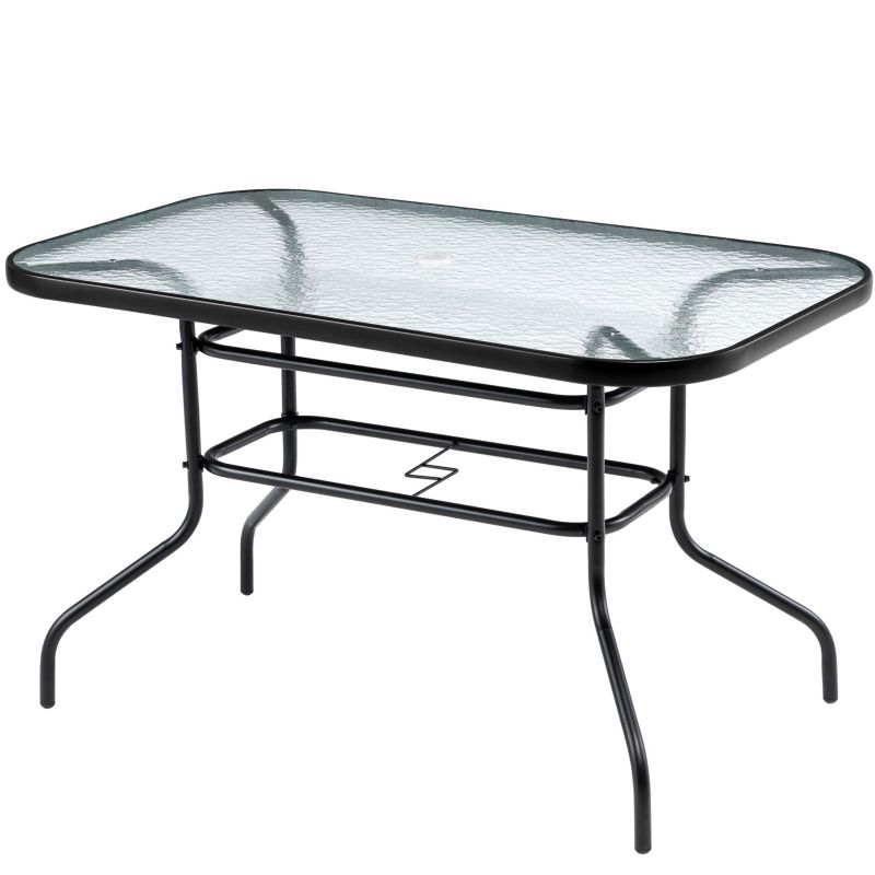 Stół ogrodowy Bauerkraft, szklany 120x70 cm, otwór na parasol, transparentny 1 szt.