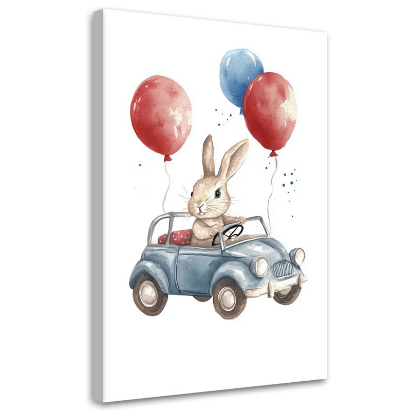 Obraz dziecięcy na ścianę Feeby Królik Auto Baloniki 80x120cm 1szt