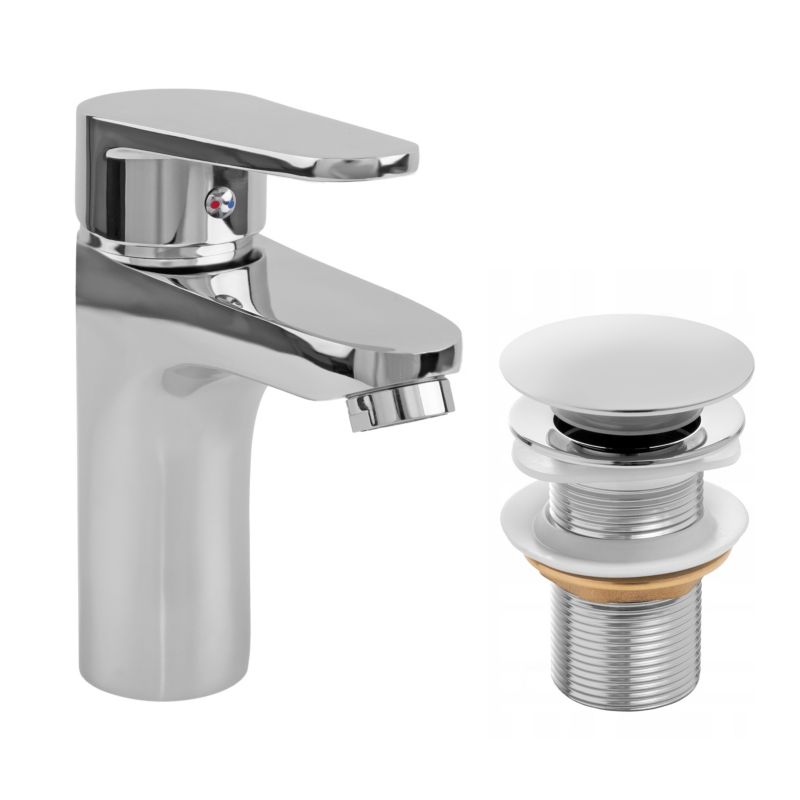 Bateria umywalkowa DARI24 - YOKA HOME w komplecie z automatycznym korkiem klik klak bez przelewu chrom - 1 szt.