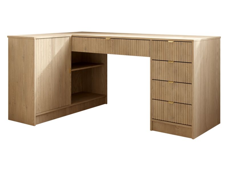 Biurko narożne MIRJAN 24 Tireno dąb cremona + ryfle dąb cremona 1 szt.
