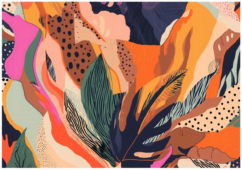 Fototapeta WALLARENA Do Sypialni Salonu Na Flizelinie Abstrakcja Art Deco Liście Kolorowy 416x254 cm 16069VEXXXL 1 szt.