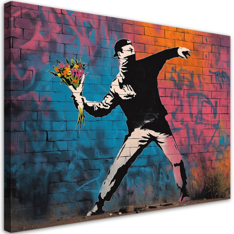 Obraz na płótnie Feeby Banksy ""Flower Thrower"" 120x80cm 1szt