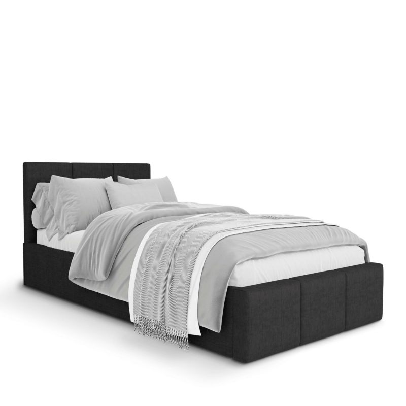 Łóżko Muralo Tapicerowane z Pojemnikiem Grafitowe 90x200x88 cm 1szt.