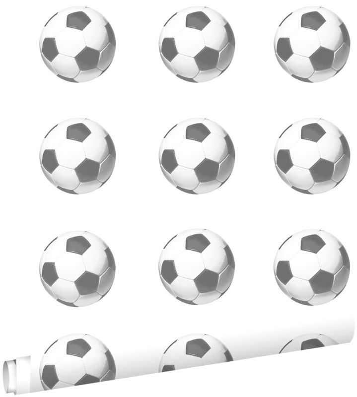 Tapeta ESTAhome grać w piłkę nożną czarnymIbiałym 53 cm x 10.05 m - 1 rol.