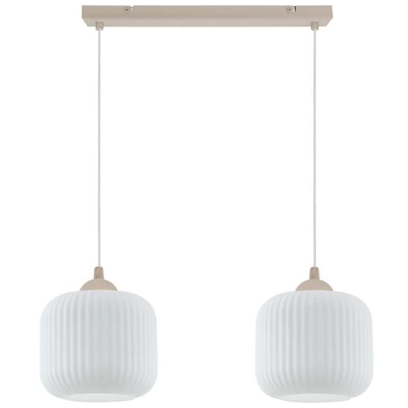 Lampa sufitowa wisząca Light Home LH Riffle 2xE27 kaszmir klosz biały 15cm walec 1szt.