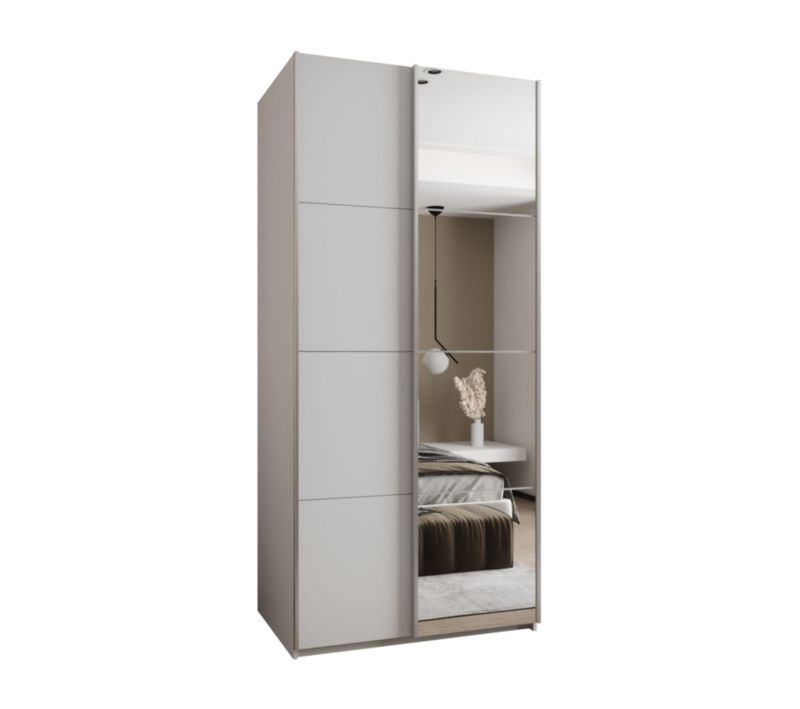 Szafa przesuwna Abiks LUX 3 wysoka szer.110cm biały/biały/srebrny 1szt.