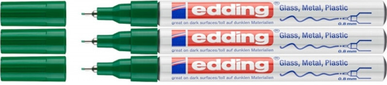 3x Marker olejowy połyskujący edding 780, okrągła, 0.8mm, 1 sztuka, zielony