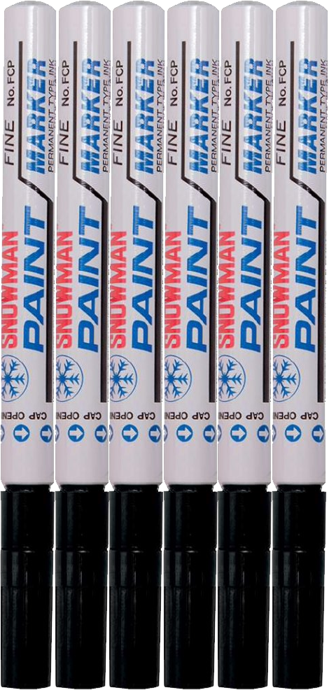 6x Marker olejowy Snowman, średni, okrągła, czarny