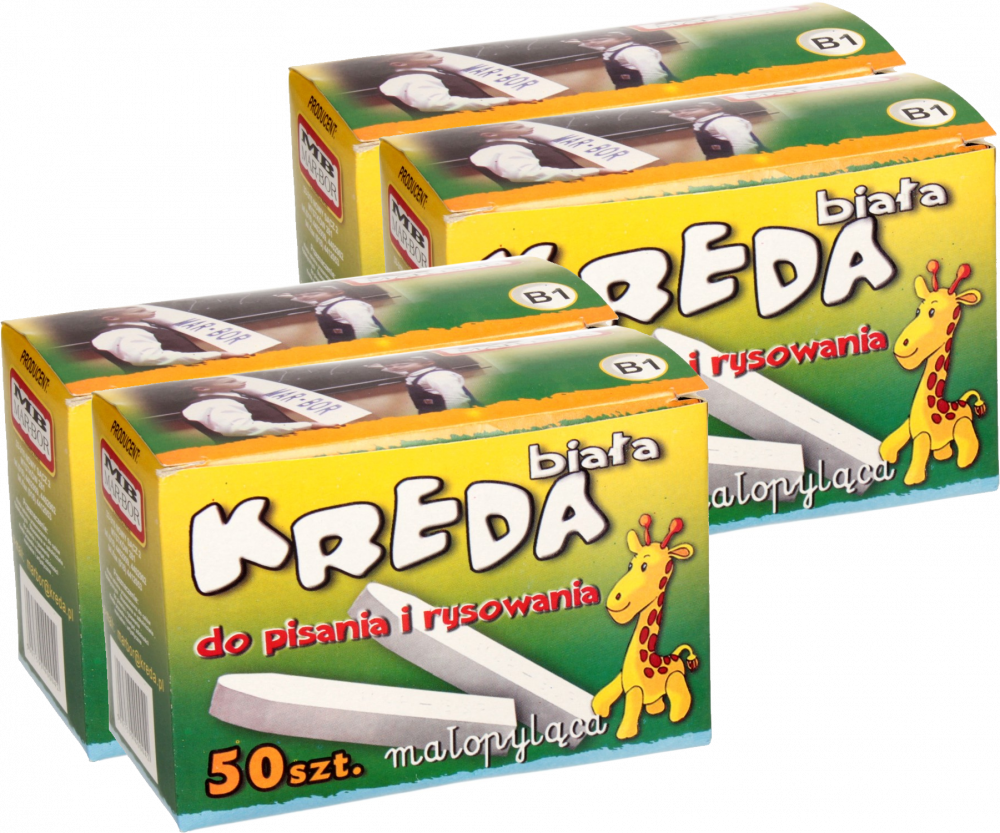 4x Kreda Mar-Bor, małopyląca, 50 sztuk, biały