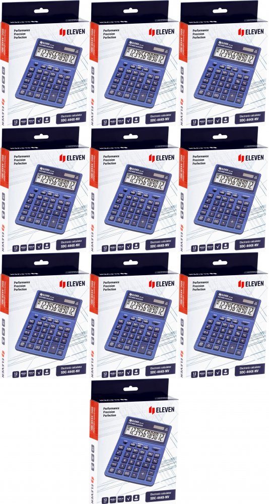 10x Kalkulator biurowy Eleven SDC-444XRNVE, 12 cyfr, niebieski