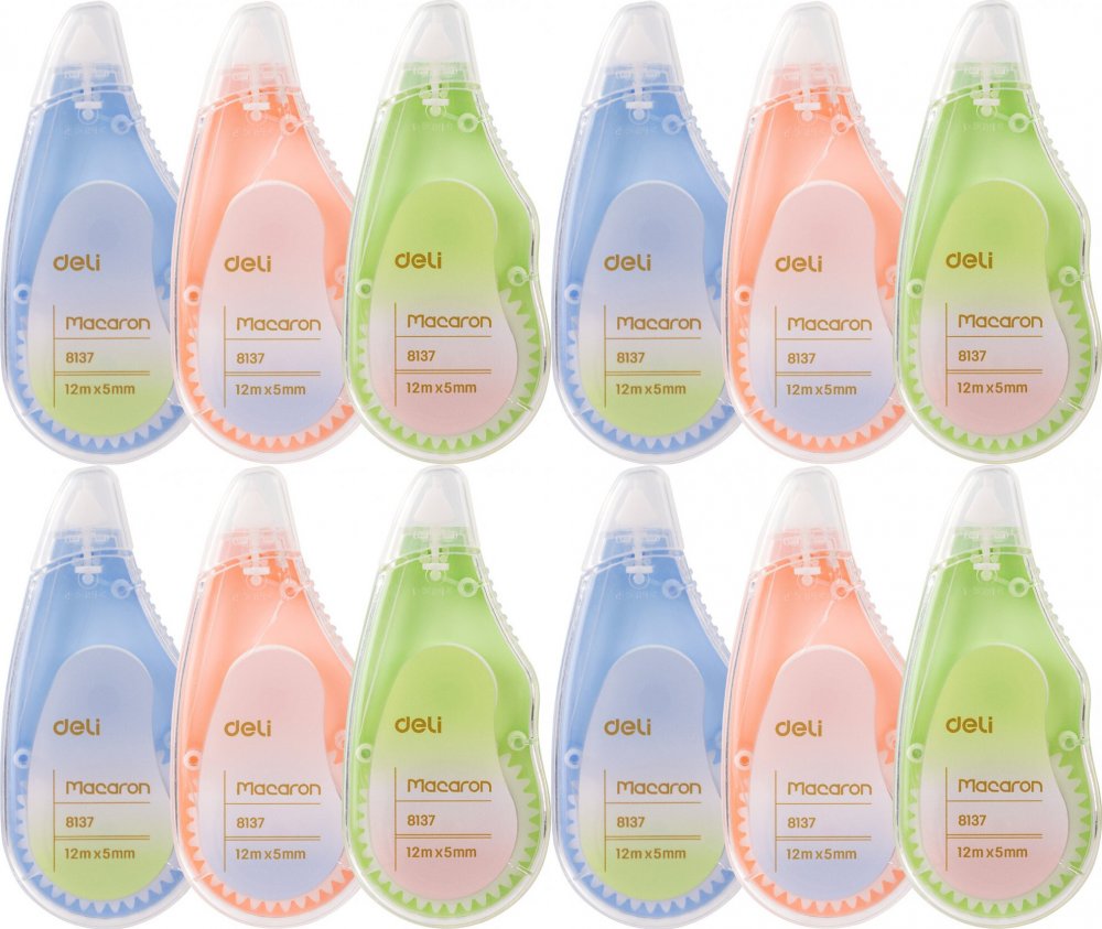 12x Korektor w taśmie Deli Macaron, 5mmx12m