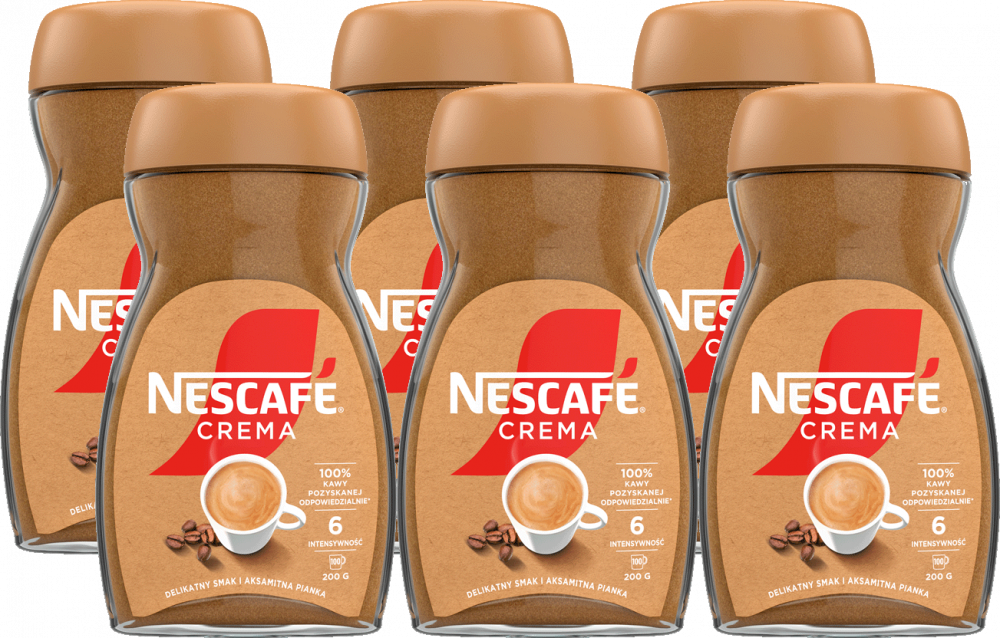 6x Kawa rozpuszczalna Nescafé Crema, 200g