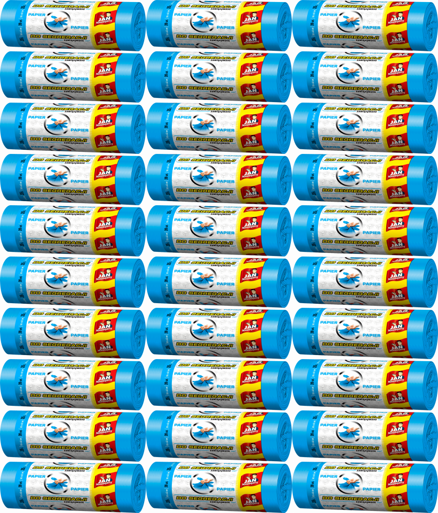 40x Worki na śmieci Jan Niezbędny, na papier, 35l, 20 sztuk, niebieski