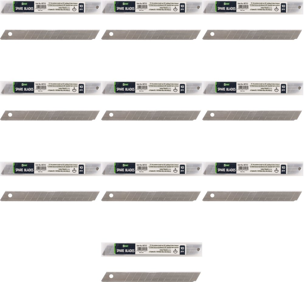10x Ostrza wymienne do nożyków D.Rect, 9mm, 10 sztuk, srebrny