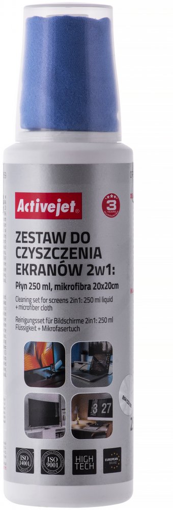 Zestaw czyszczący do ekranów Activejet AOC-269 2 w 1, płyn 250ml + ściereczka 20x20cm
