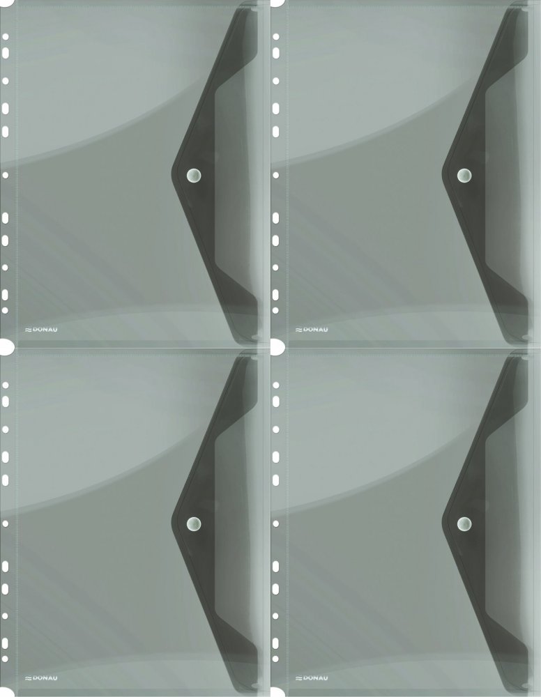 4x Teczka koperta do segregatora A4, Donau, na zatrzask, dymny