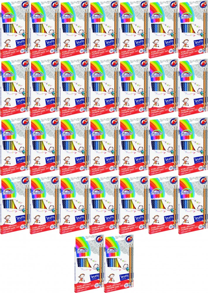 36x Kredki ołówkowe Fiorello Super Soft, 12 kolorów + 2 gratis
