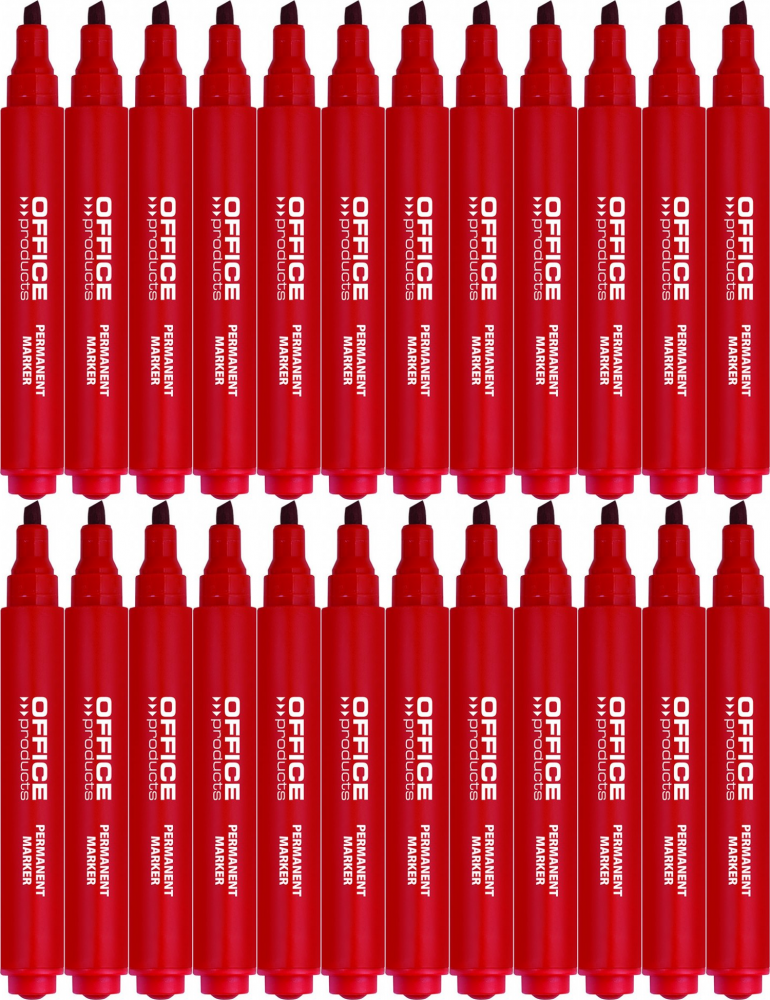24x Marker permanentny Office Products, ścięta, 5mm, czerwony