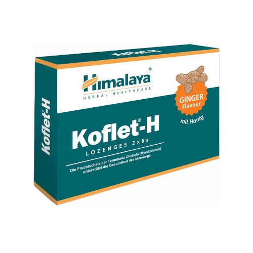 Himalaya koflet-h, imbirowe, 12 pastylek do ssania