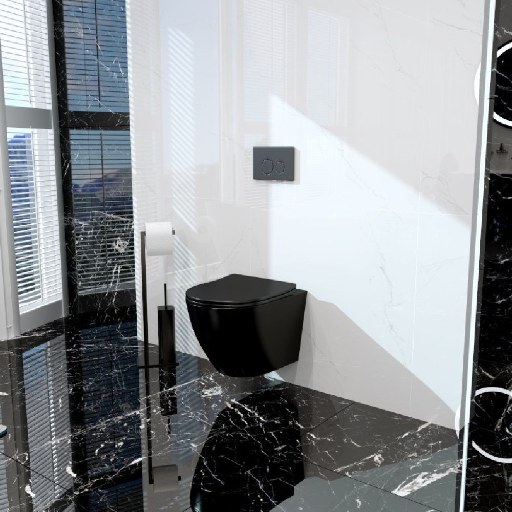 LaVita Sinto Black 3.0 miska WC z deską wolnoopadającą wisząca bez kołnierza czarny mat