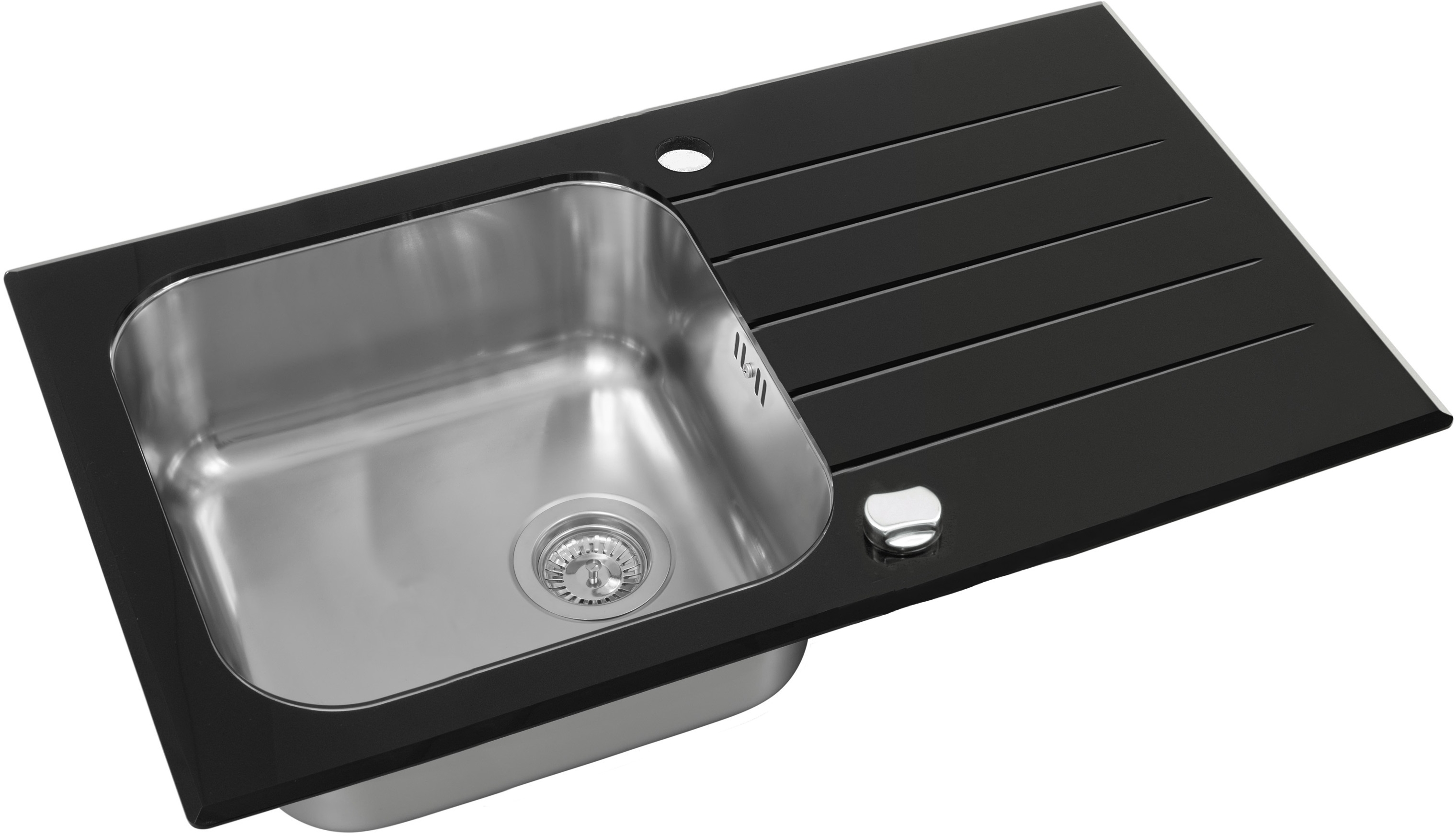 Alveus Vitro 20 zlewozmywak szklano-stalowy 78x43,5 cm satyna/szkło czarne 1114558