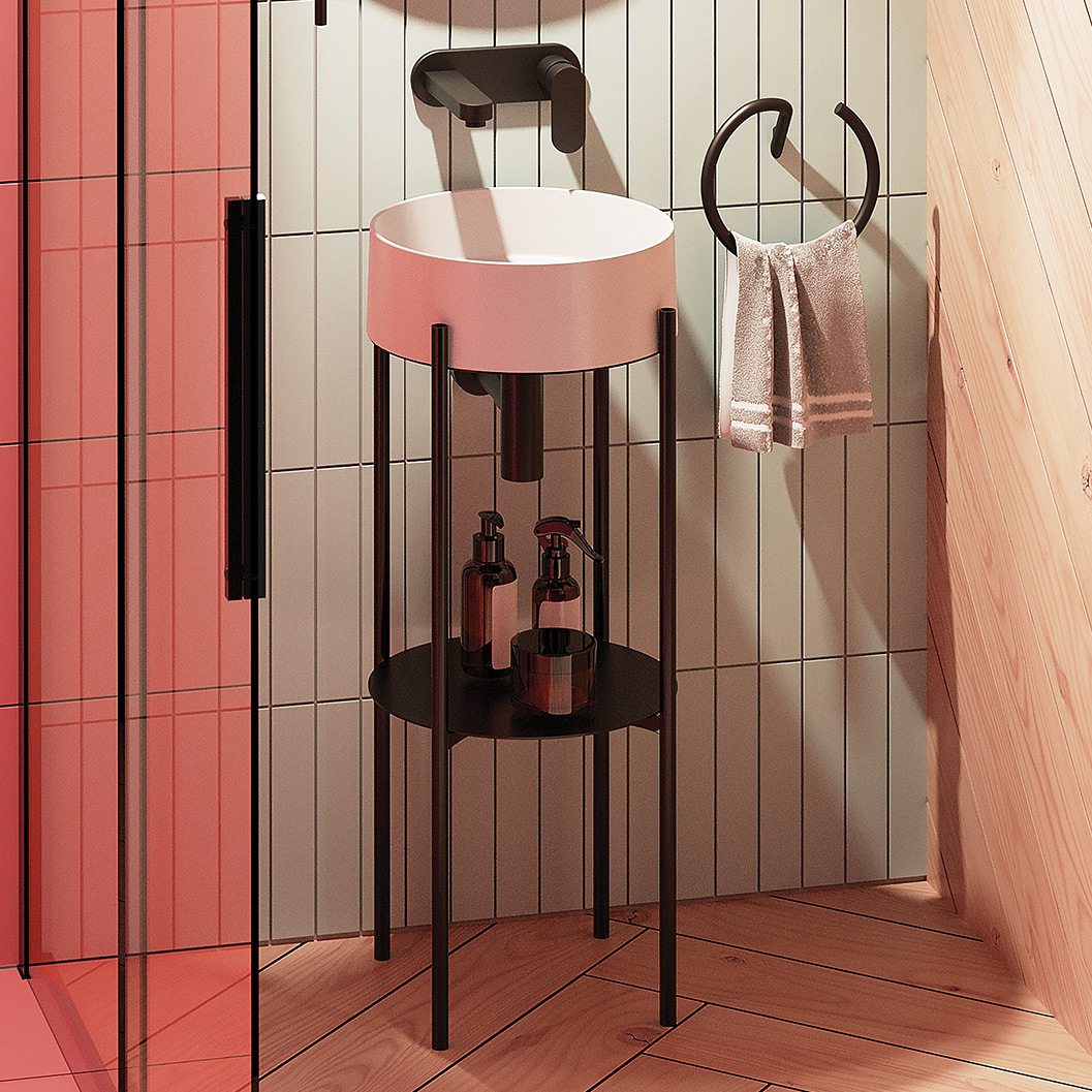 Deante Silia konsola podumywalkowa 36x36x84 cm czarna CKS_N36A