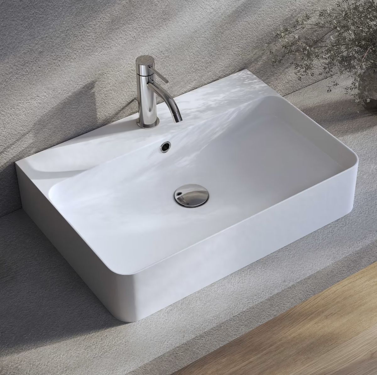 Kronenbach Cube umywalka 60x42 cm prostokątna nablatowa biała KB733400CU