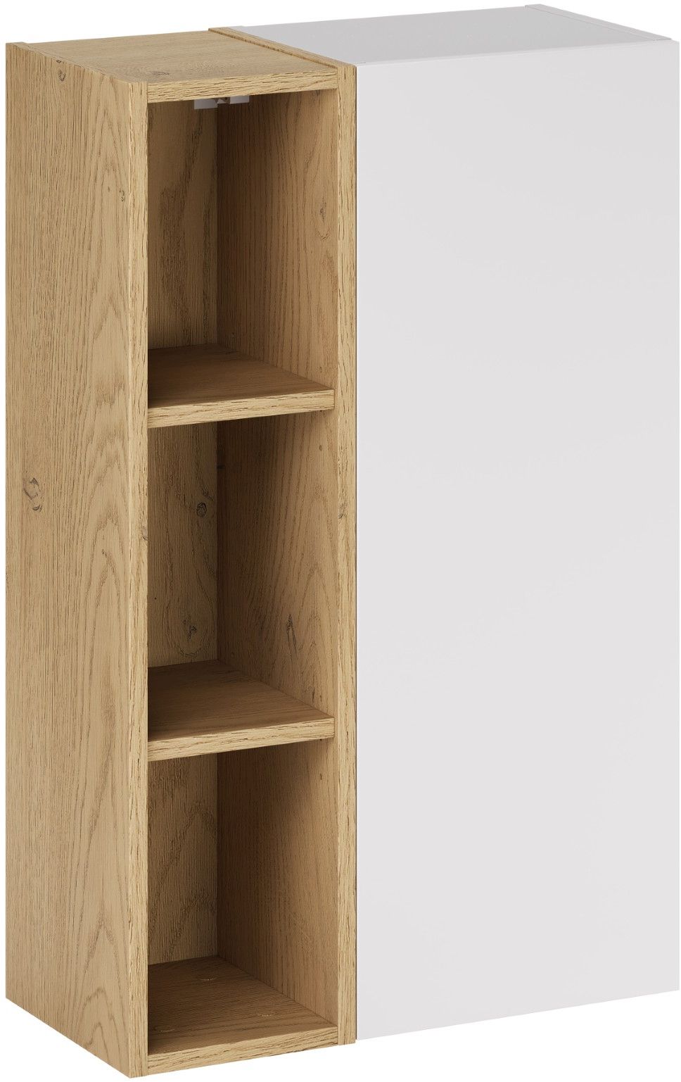 Zestaw Comad Aster White szafka 30 cm boczna i regał 20 cm otwarty biały/dąb SET-ASW SP UR 20X80