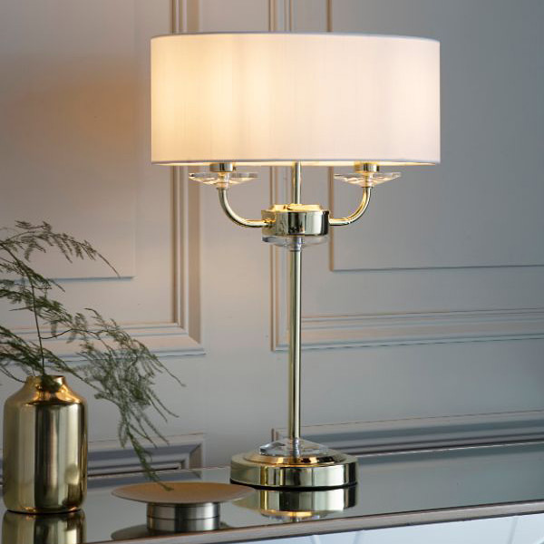 Endon Nixon lampa stołowa 2x40W biała/złota 70564