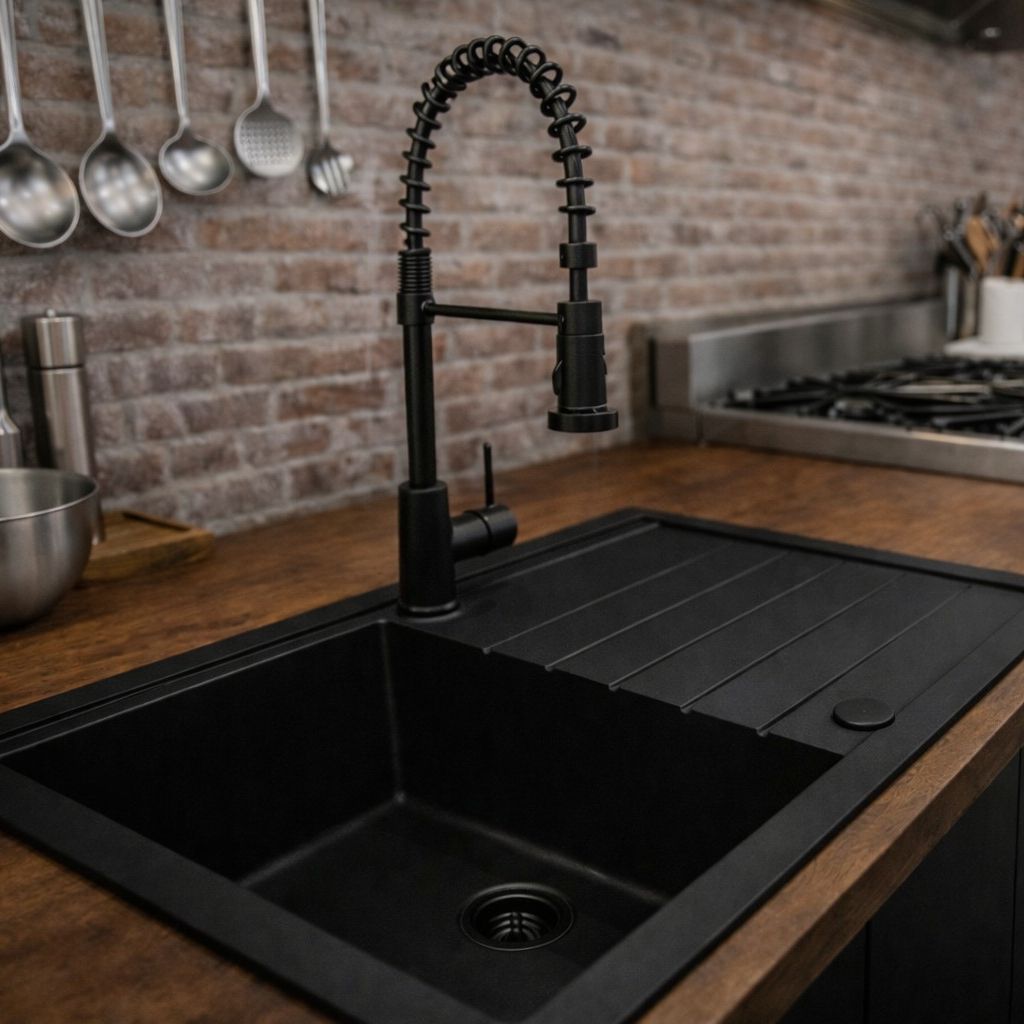 Ruvetti Axel 160 zlewozmywak granitowy 79x50 cm czarny full black 3001AX_FB160_W - Wysyłka w 24h