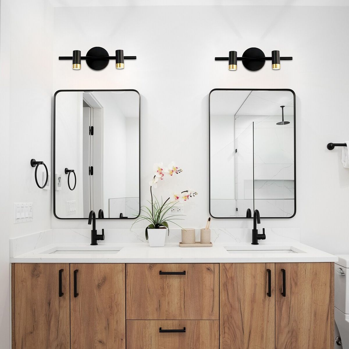 Rabalux Kadir kinkiet 2x6 W czarny-przezroczysty-złoty 75041